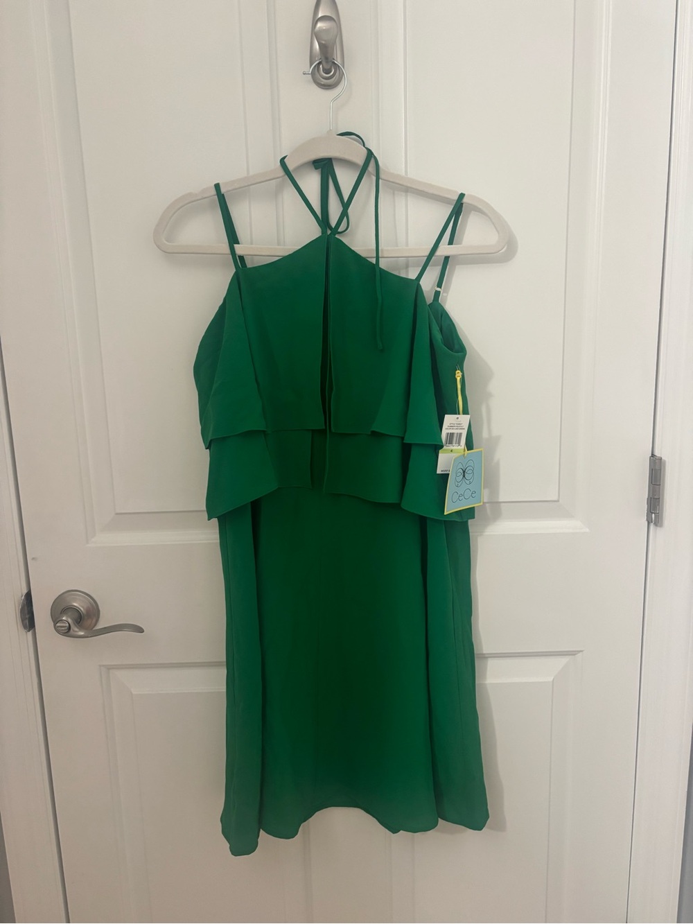 NWT CeCe Emerald Green Halter Mini Dress with Tie Neck size 4